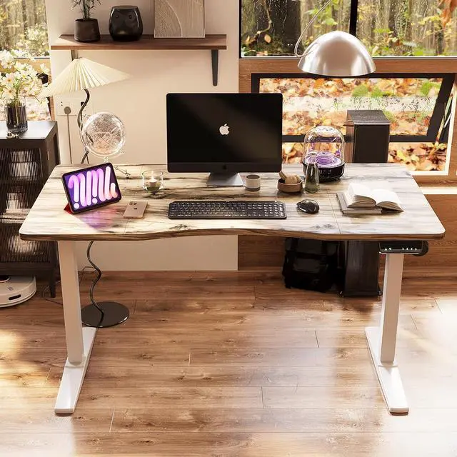 Main image of Monomi Height Adjustable Electric Standing Desk, 55 x 24 Inches Stand up Desk, Sit Stand Home Office Computer Desk, Maple