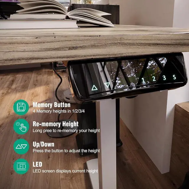 Alt view image 5 of 7 - Monomi Height Adjustable Electric Standing Desk, 55 x 24 Inches Stand up Desk, Sit Stand Home Office Computer Desk, Maple