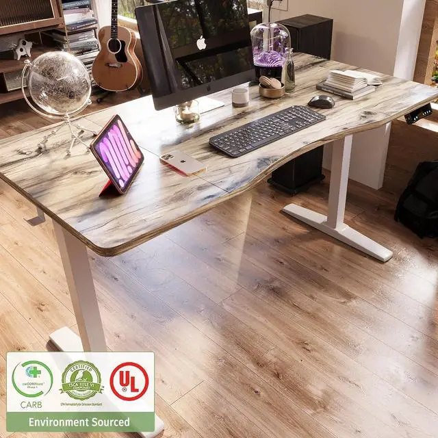 Alt view image 7 of 7 - Monomi Height Adjustable Electric Standing Desk, 55 x 24 Inches Stand up Desk, Sit Stand Home Office Computer Desk, Maple