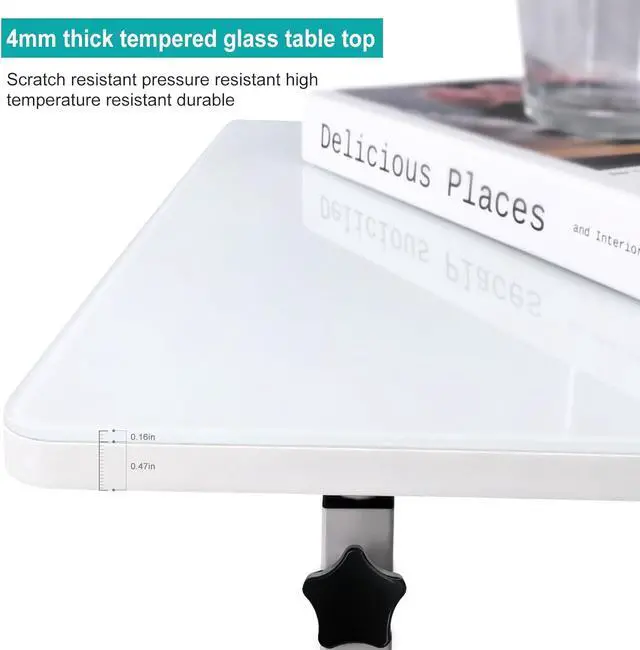 Alt view image 4 of 7 - KOUPA Adjustable Height Standing Desk, Writable Tempered Glass Desktop with Eraser, 360° Flip, Wheels and Bag Ideal for Small Spaces and Home Offices, 24 in, White(Adjustable Height: 32-47 in)