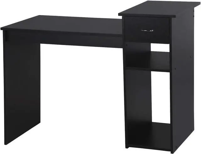Alt view image 4 of 7 - Topeakmart Modern Computer Desk, 47 inch Home Office Computer Desk, Study Writing PC Table Workstation with Drawers and Printer Shelf for Small Spaces, Home Office Furniture