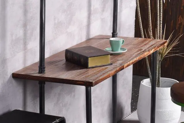 Main image of LOKKHAN 79-inch Industrial Laptop Desk Solid Wood Computer Desk Wall Pipe Desk with Shelves Computer Table for Home Office (L:47.3-inch)