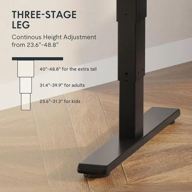 Alt view image 3 of 6 - Stand Up Desk 3 Stages Dual Motor Electric Standing Desk 48x30 Inch Whole-Piece Board Height Adjustable Desk Electric Sit Stand Desk(Black Frame + Mahogany Desktop, 2 Packages)