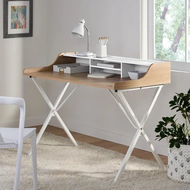 Alt view image 2 of 7 - Christopher Knight Home Aalto Computer Desk, Oak / White Melamine