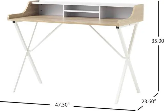 Alt view image 3 of 7 - Christopher Knight Home Aalto Computer Desk, Oak / White Melamine