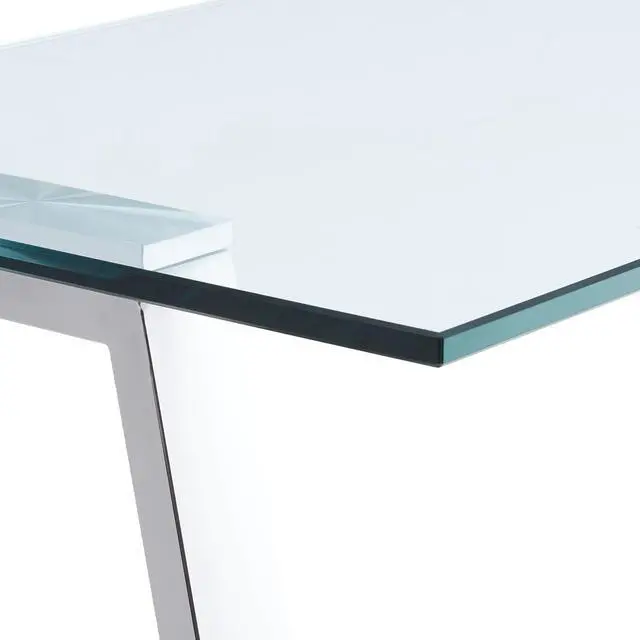 Alt view image 5 of 5 - Cortesi Home Trixie Glass Top Desk/Console Table with Stainless Steel Frame, 40"