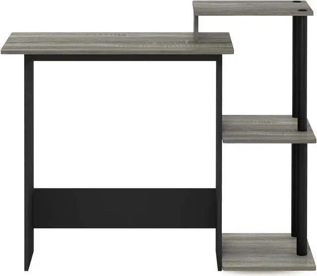 Alt view image 7 of 7 - Furinno Efficient Home Laptop Notebook Computer Desk with Square Shelves, French Oak/Black