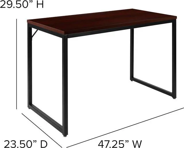 Alt view image 2 of 7 - EMMA + OLIVER Industrial Modern Desk-47"L Commercial Grade Home Office Desk-Mahogany/Black