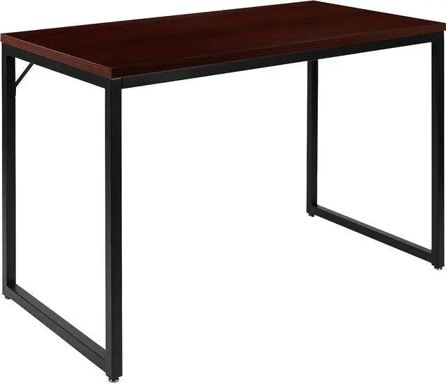 Alt view image 3 of 7 - EMMA + OLIVER Industrial Modern Desk-47"L Commercial Grade Home Office Desk-Mahogany/Black