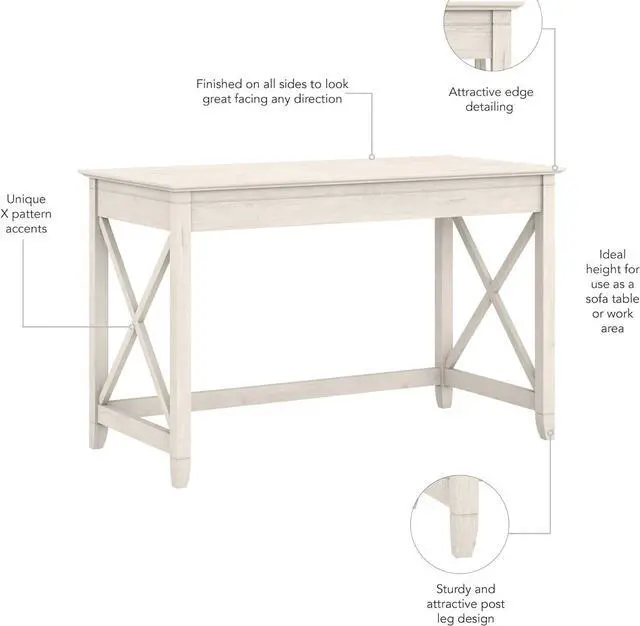 Alt view image 5 of 7 - Bush Furniture Key West 48W Writing Desk in Linen White Oak