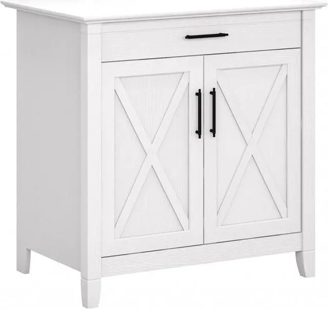 Main image of Bush Furniture Key West Secretary Desk | Accent Cabinet with Work Surface in Pure White Oak | 30W x 20D Hidden Writing Table and Storage for Small Spaces