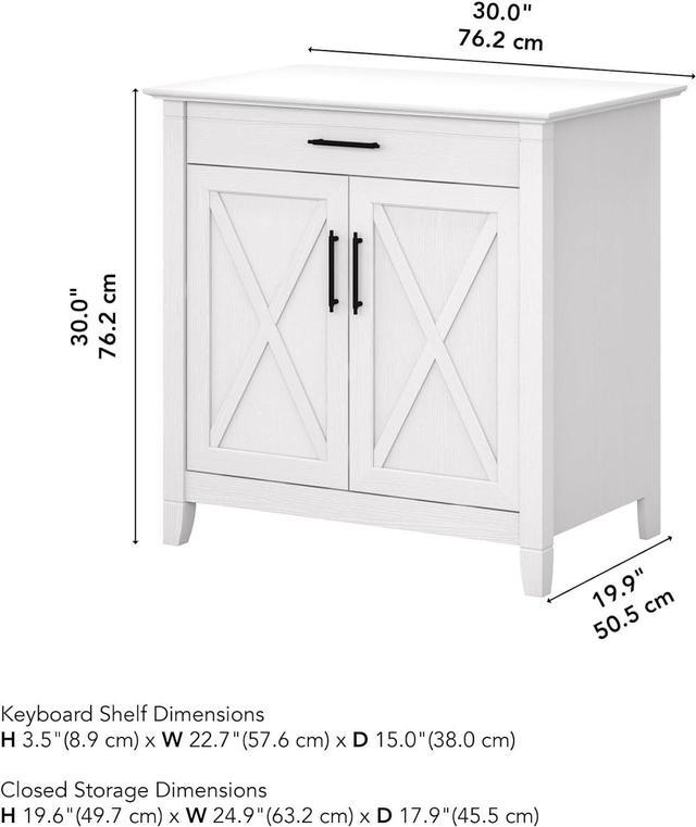 Alt view image 3 of 7 - Bush Furniture Key West Secretary Desk | Accent Cabinet with Work Surface in Pure White Oak | 30W x 20D Hidden Writing Table and Storage for Small Spaces