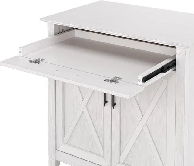 Alt view image 6 of 7 - Bush Furniture Key West Secretary Desk | Accent Cabinet with Work Surface in Pure White Oak | 30W x 20D Hidden Writing Table and Storage for Small Spaces