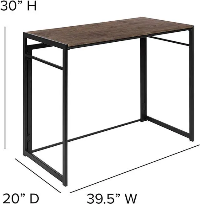 Alt view image 3 of 7 - Flash Furniture Walker Rustic Home Office Folding Computer Desk - 40"