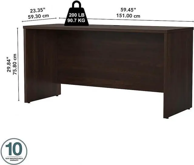 Alt view image 3 of 5 - Bush Business Furniture Studio C 60-inch W Credenza Desk, Black Walnut (SCD360BW)