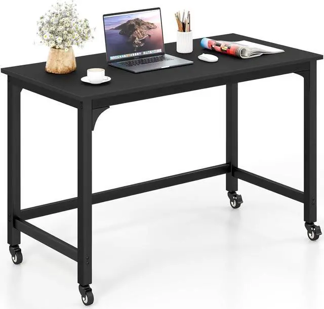 Main image of Tangkula 48" Mobile Computer Desk, Rolling Computer Workstation with 4 Smooth Casters, Home Office Writing Desk, Work Bench, Heavy-Duty Metal Frame, for Study, Office & Garage