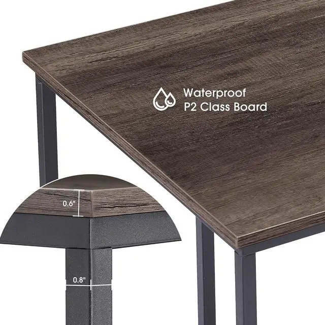 Alt view image 7 of 7 - ivinta Computer Desk with Shelves, Office Desk for Living Room,Small Desk with Storage Space, Home Office Desks, Vanity Desk with Gold Legs PC Laptop Table (Brown, 55")