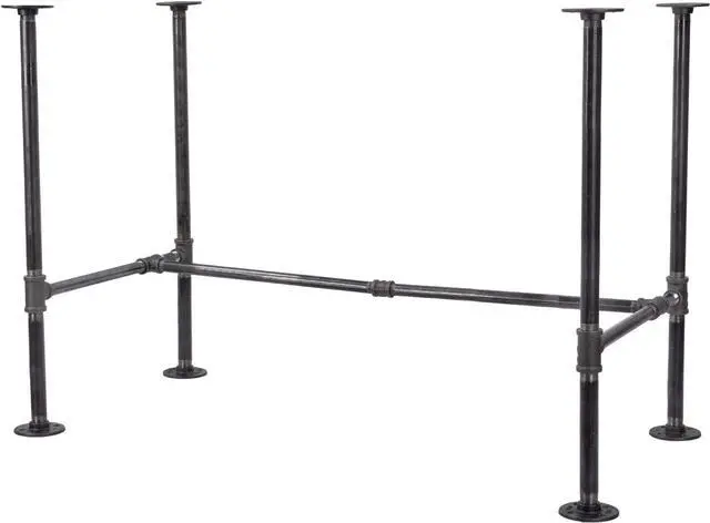 Main image of PIPE DECOR Industrial Pipe Desk Leg Set, Modern Home Office Table Writing or Computer Base Kit, Dark Grey Black Rough Pipes, Rustic Vintage Furniture Unfinished Steel Metal Pipe Legs, H-Desk Style