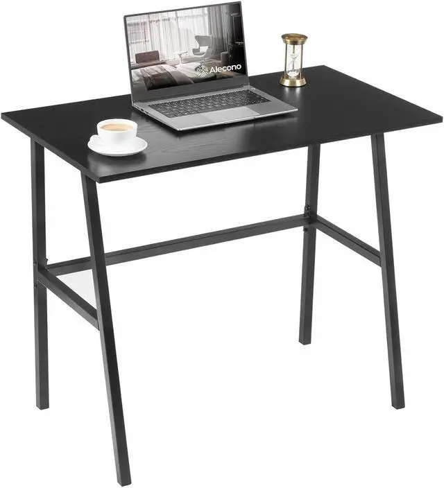 Main image of Alecono Small Computer Desk 35'' Kids Writing Desk for Small Space Simple Home Workstation Office Tiny Desk Student Study PC Gaming Table with Metal Frame for Bedroom, Black (X002EYTOCB)
