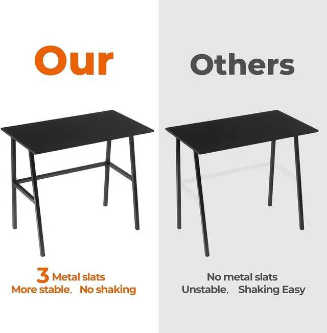 Alt view image 3 of 7 - Alecono Small Computer Desk 35'' Kids Writing Desk for Small Space Simple Home Workstation Office Tiny Desk Student Study PC Gaming Table with Metal Frame for Bedroom, Black (X002EYTOCB)