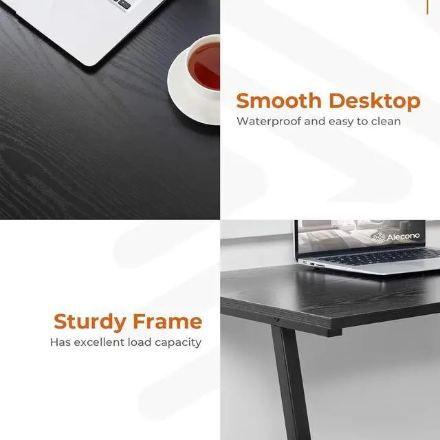 Alt view image 5 of 7 - Alecono Small Computer Desk 35'' Kids Writing Desk for Small Space Simple Home Workstation Office Tiny Desk Student Study PC Gaming Table with Metal Frame for Bedroom, Black (X002EYTOCB)