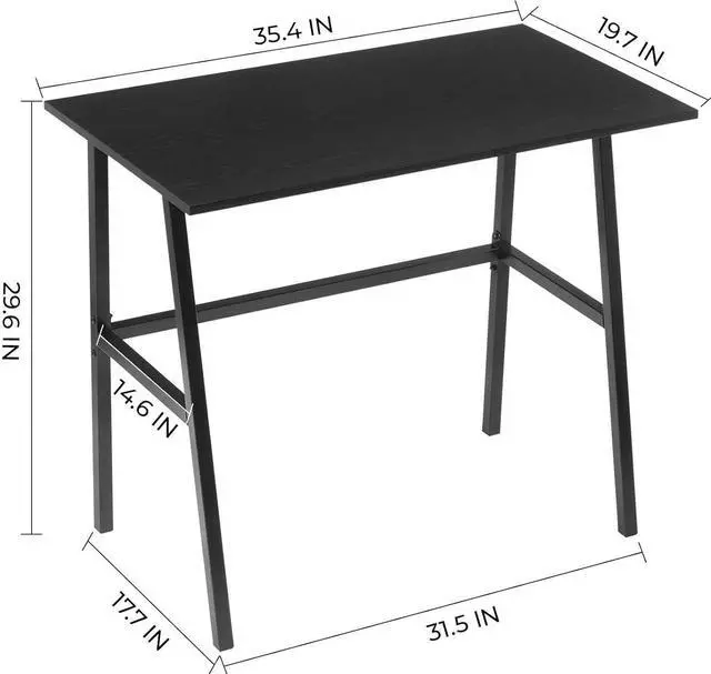 Alt view image 6 of 7 - Alecono Small Computer Desk 35'' Kids Writing Desk for Small Space Simple Home Workstation Office Tiny Desk Student Study PC Gaming Table with Metal Frame for Bedroom, Black (X002EYTOCB)