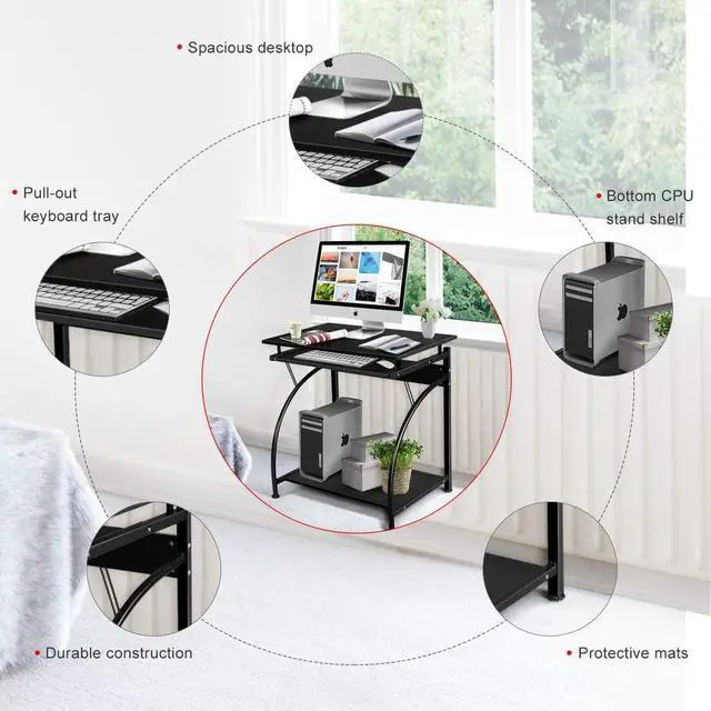 Alt view image 6 of 7 - Tangkula computer desk, check the box to confirm match more than one existing, select the correct product. Some, 29" H Without Wheel, Black