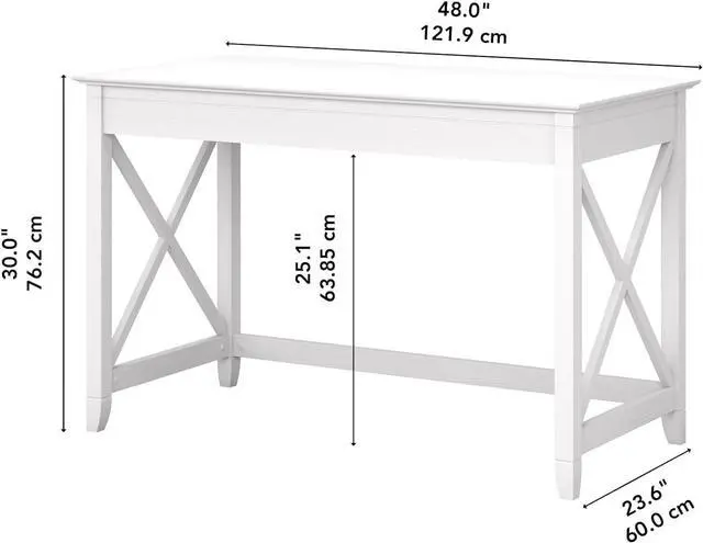Alt view image 3 of 6 - Bush Furniture Key West Collection Writing Desk Writing Table for Home Office in Pure White Oak 48W Small Modern Farmhouse Desk