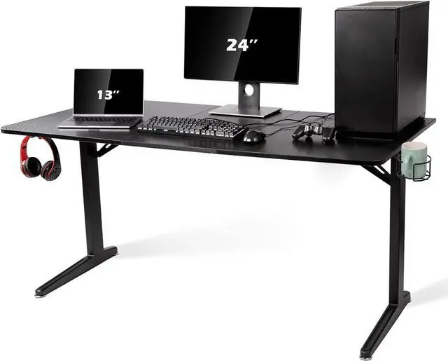 Main image of TOPSKY Gaming Desk Large Surface 63x31.5 with Cup Holder, Headphone Hook and Cable Management (Black)