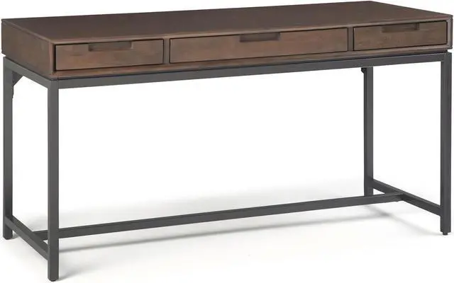 Main image of SIMPLIHOME Banting Desk - 60-Inch Wide Solid Hardwood and Metal Writing Desk in Walnut Brown, Modern Industrial Home Office Computer Table for Study with 2 Drawers and Flip-Down Keyboard Tray