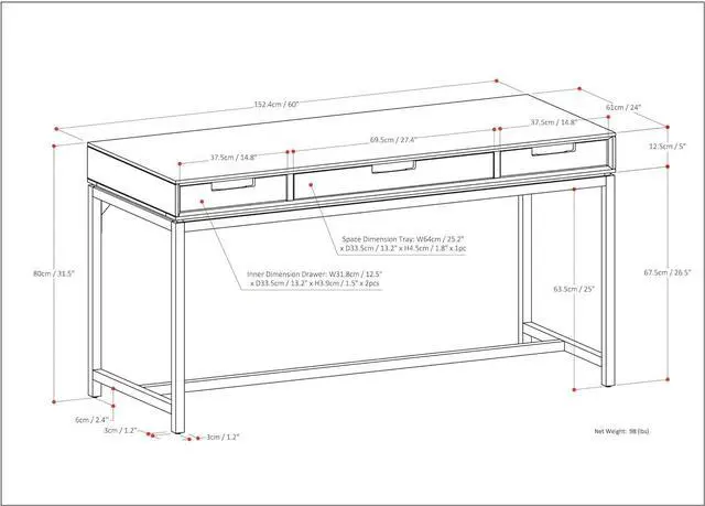 Alt view image 3 of 7 - SIMPLIHOME Banting Desk - 60-Inch Wide Solid Hardwood and Metal Writing Desk in Walnut Brown, Modern Industrial Home Office Computer Table for Study with 2 Drawers and Flip-Down Keyboard Tray