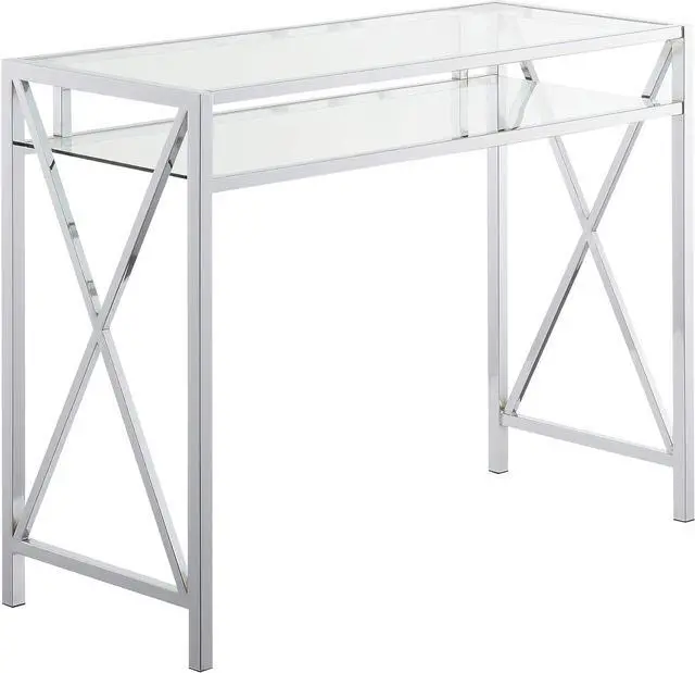 Main image of Convenience Concepts Oxford Desk, 42-inch, Clear Glass/Chrome