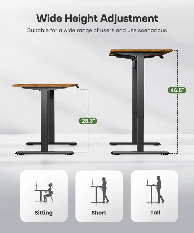 Alt view image 3 of 6 - Marsail Electric Standing Desk, Adjustable Height Stand up Desk, 55 x 24 Inches Sit Stand Home Office Desk, Computer Desk, Rustic Brown