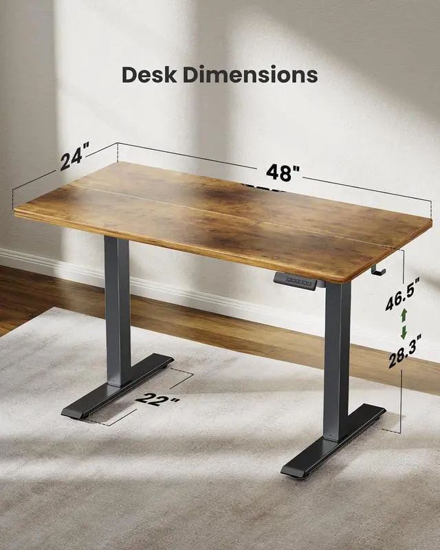 Alt view image 6 of 6 - Electric Standing Desk, 48 * 24 Inch Standing Desk Adjustable Height, Stand up Desk for Home Office Furniture Computer Desk 4 Memory Presets with Headphone Hook