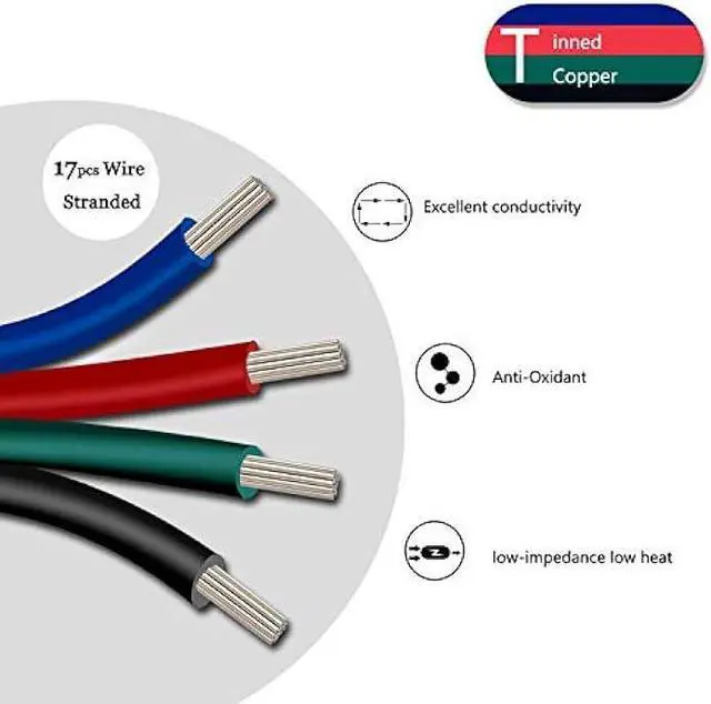 Alt view image 4 of 4 - 4 Pin RGB LED Strip Connectors 10mm Set, RGB LED Strip Extension Cable Wire, Solderless LED Connectors 10mm for 5050 3528 RGB LED Strip Lights