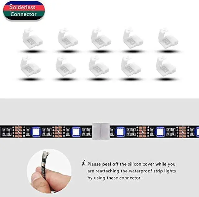 Alt view image 3 of 4 - 4 Pin RGB LED Strip Connectors 10mm Set, RGB LED Strip Extension Cable Wire, Solderless LED Connectors 10mm for 5050 3528 RGB LED Strip Lights