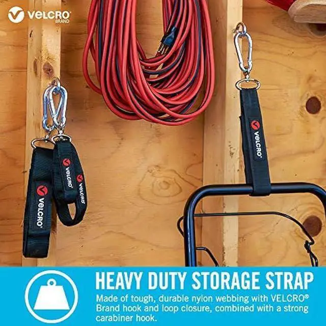 Alt view image 5 of 6 - VELCRO Brand Easy Hang Strap | Heavy Duty Outdoor Storage Extension Cords, Cables, Tools, Bikes | Organization for Garden, Shed, RV |, Medium - up to 200 lbs, Black, 1 Count (Pack of 1)