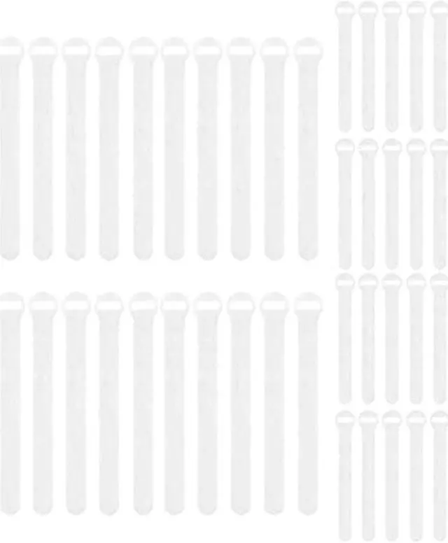 Main image of Self-Gripping Cable Ties by Wrap-It Storage, White, 40 Pack (5 Inch and 8 Inch Straps)  Reusable Hook and Loop Cord Organizer Cable Ties for Cord Management and Desk or Office Organization