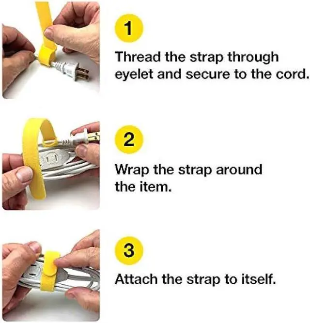 Alt view image 6 of 6 - Self-Gripping Cable Ties by Wrap-It Storage, White, 40 Pack (5 Inch and 8 Inch Straps)  Reusable Hook and Loop Cord Organizer Cable Ties for Cord Management and Desk or Office Organization