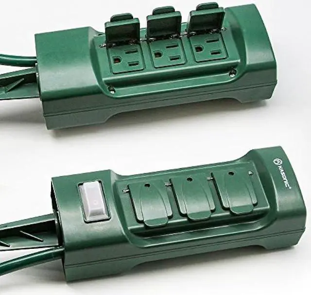 Alt view image 5 of 6 - K KASONIC Outdoor Power Stake, Kasonic 6-Outlet 9 ft Extension Cord Power Strip, Double Sided with Weatherproof Safety Flip Covers, ETL Certified Multi-Outlets (Outdoor)
