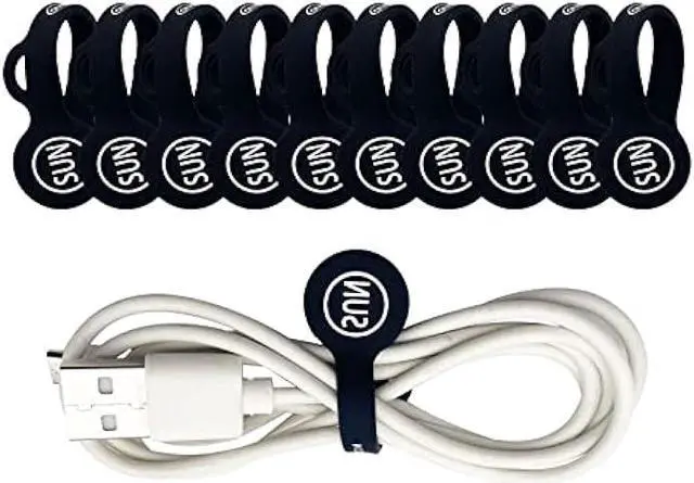 Main image of SUNFICON 10 Pack Magnetic Cable Clips Cable Organizers Earbuds Cords Clips Bookmark Whiteboard Noticeboard Fridge Magnets USB Cable Managers Keepers Ties Straps for Home Kitchen,Office,School, Black