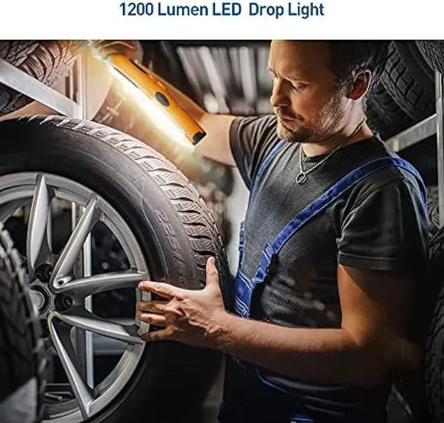 Alt view image 3 of 7 - [ETL Listed] Cable Matters 15ft LED Drop Light with Extension Cord, Outlet, Magnetic Base and Built-in Handle in Orange - 1200 Lumen Work Light/Trouble Light for Garage, 16 AWG Extension Cord