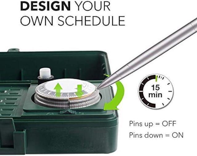Alt view image 3 of 6 - BN-LINK 24 Hour Mechanical Outdoor Multi Socket Timer, 6 Outlet Garden Power Stake with 6ft Cords, Outdoor Timers for Lights, ETL listed, 125V, 15A/1875W