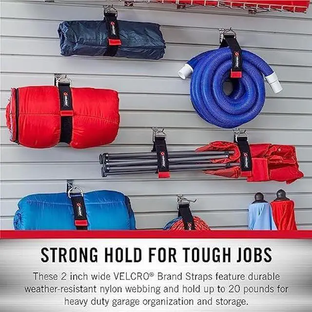 Alt view image 2 of 6 - VELCRO Brand Easy Hang Stretch Storage Strap | Heavy Duty Holds 20lbs | Elastic Stretches 1.5X Length | Wrap Extension Cords, Bundle Poles and Tool Handles | Small, 16 Inch
