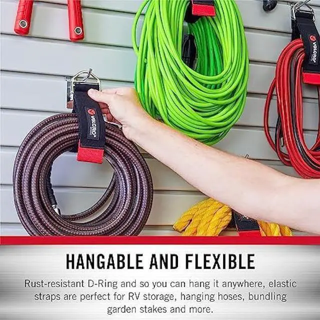 Alt view image 3 of 6 - VELCRO Brand Easy Hang Stretch Storage Strap | Heavy Duty Holds 20lbs | Elastic Stretches 1.5X Length | Wrap Extension Cords, Bundle Poles and Tool Handles | Small, 16 Inch
