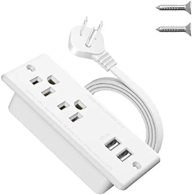 Main image of Recessed Power Strip with USB,Flat Plug Ultra Thin Extension Cord,Furniture Desktop Charging Station for Side Table,End Table,Flush-Mount Desk Outlet Power Grommet with 9.85ft Cord(White)