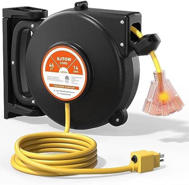 thumbnail image 2 of DEWENWILS 50ft Retractable Extension Cord Reel - Lighted Triple Outlet With Breaker 2 of 6