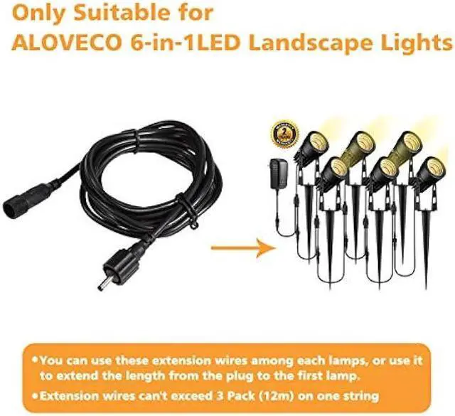 Alt view image 3 of 3 - ALOVECO 2 PCS Power Extension Cord, 6.5ft/2M per Cord, 3.5 x 1.35mm DC Extension Wire, IP65 Waterproof, Perfect for Daisy Chain Wiring LED Landscape Lights