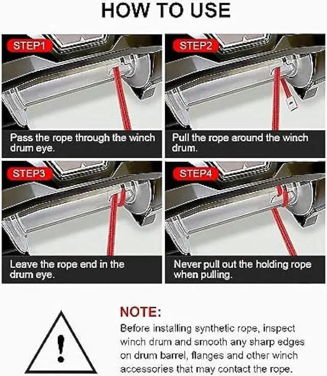 Alt view image 5 of 7 - DAYDOOR 3/8'' x 92ft Synthetic Winch Rope, 25,500 Lbs Winch Rope Cable Kit, Winch Line Replacement with Protective Sleeve and Heavy Duty Forged Winch Hook for 4WD Off Road Vehicle Truck ATV UTV