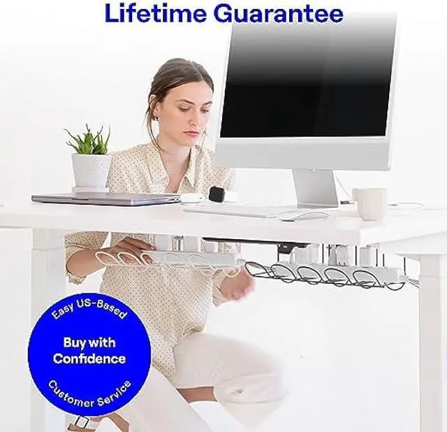 Alt view image 6 of 6 - CarryUp Under Desk Cable Tray, No Drill Wire Management Clamp, Computer Cord Organizer for Under Desk, Rack Cable Hider & Holder, Cord Keepers for Home Office Organization, Grey, Powder Coated Metal